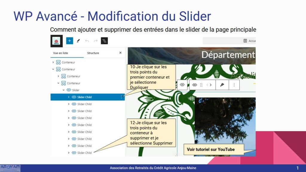 Modification du slider