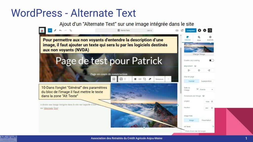 Alternate Text dans image