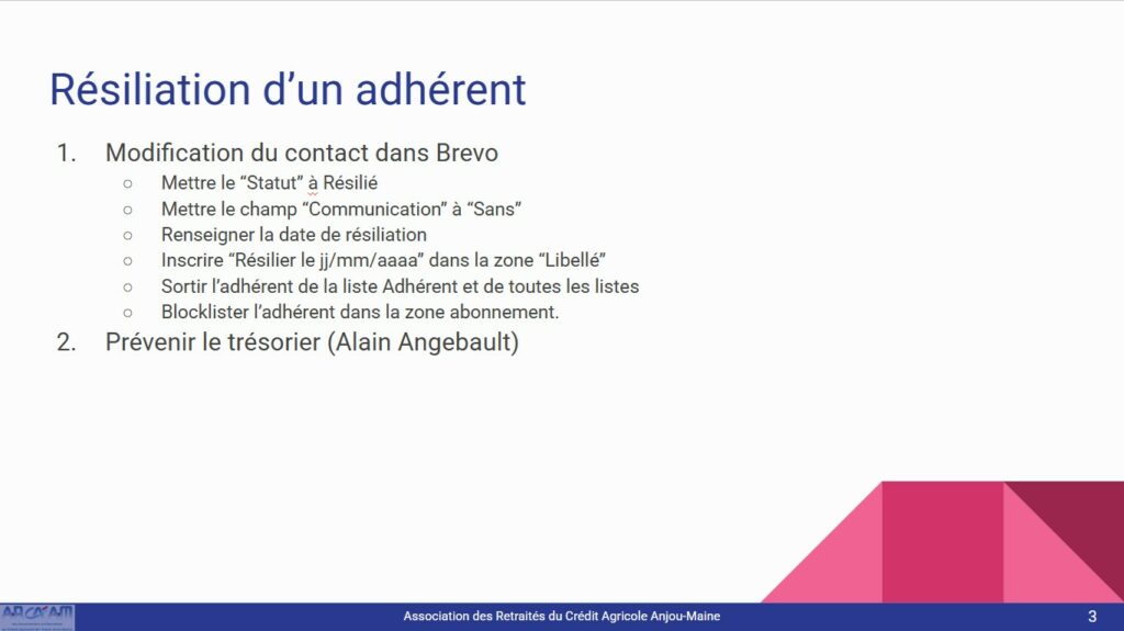 Résiliation Adhérent