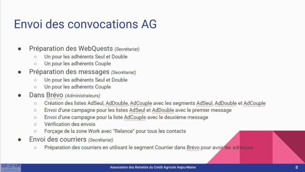 Envoi des convocations AG